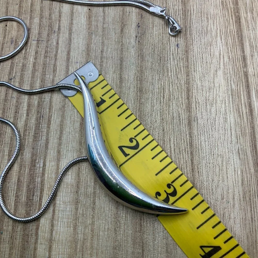 Monet Silver Tone Wave Pendant Chain Necklace